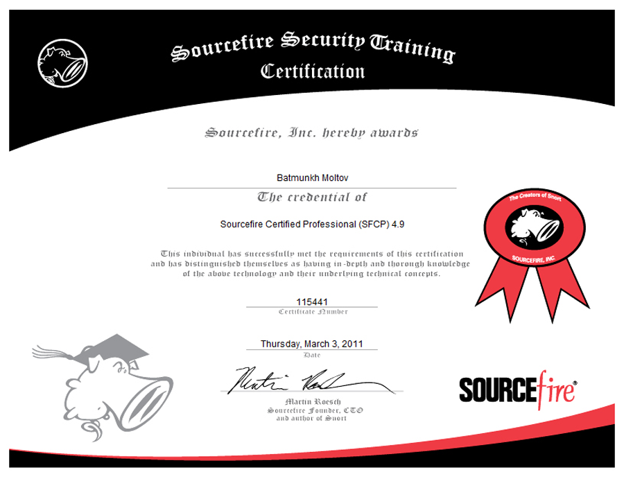 SOURCEFIRE CERTIFIED PROFESSIONAL